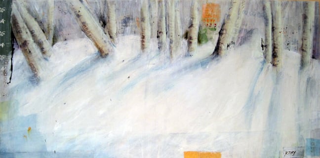 SHH, mixed media painting by Kellie Day, 36" x 18"