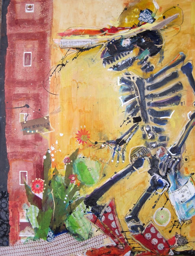 Tribute to Jose Posada by Kellie Day, mixed media on canvas, 30" x 40"