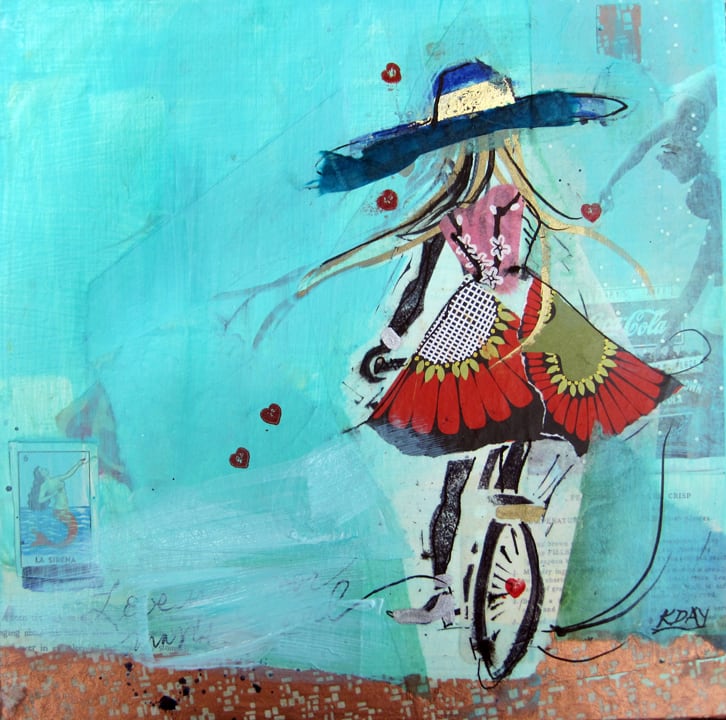 La Sirena, mixed media on canvas by Kellie Day, 12" x 12", ©2012