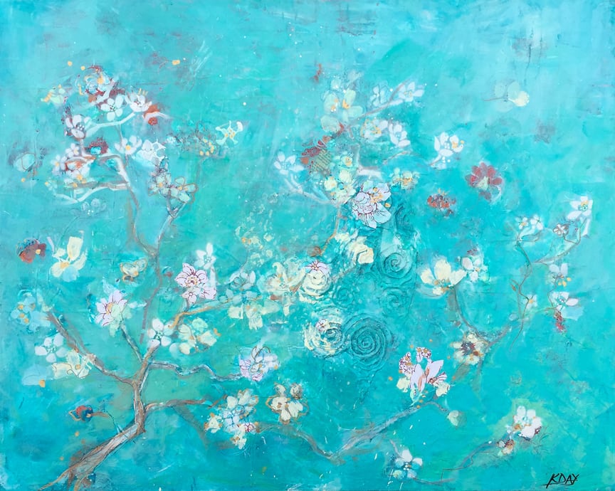 Butter blossoms, mixed media on canvas, Available ©Kellie DAy