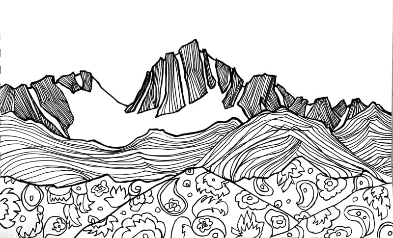  My illustration of a ridge in our San Juan Mountains, which Deidre used on her pottery