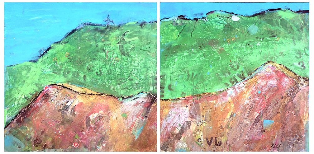 Red Mountain diptych, 60" x 30", mixed media on canvas ©Kellie Day