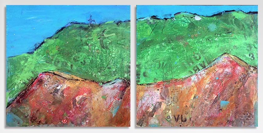 Red Mountain, mixed media mountain painting in Ouray, Colorado