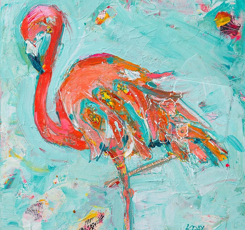 Mixed media flamingo ©Kellie Day