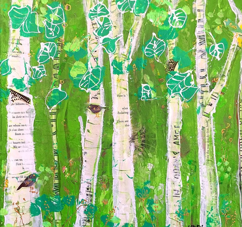 Little Forest, mixed media on canvas, 12" x 12", $97 ©Kellie Day