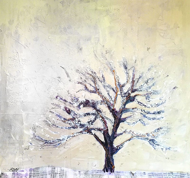 Winter Tree 1, ©Kellie Day, 36" x 36", mixed media on canvas