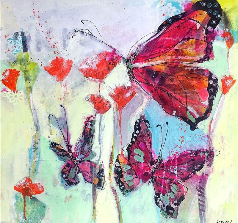 Butterfly Playground, ©Kellie Day, mixed media on canvas, 24" x 24",