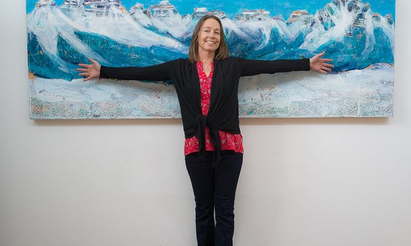 Kellie Day and her painting of the San Juan Mountains in Colorado