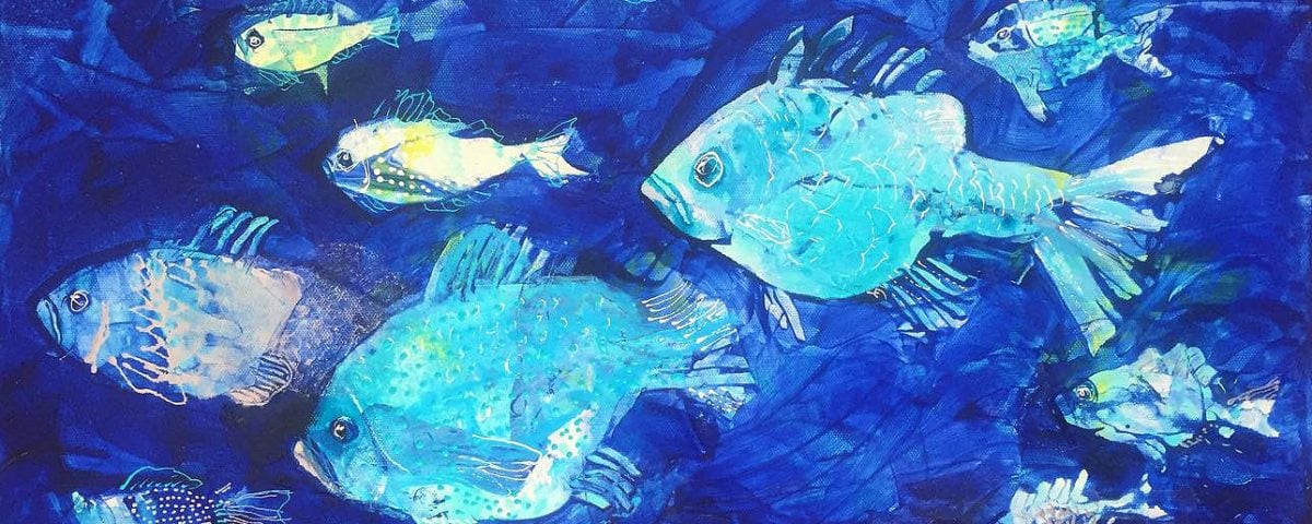 mixed media fish painting ©Kellie Day