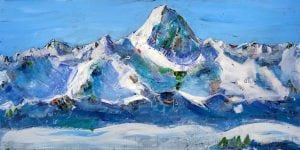 "No Limits", Wilson Peak mountain painting, mixed media on canvas, 5' x 3', ©Kellie Day