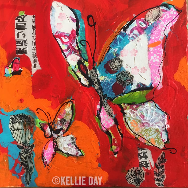 Kellie Day mixed media butterflies