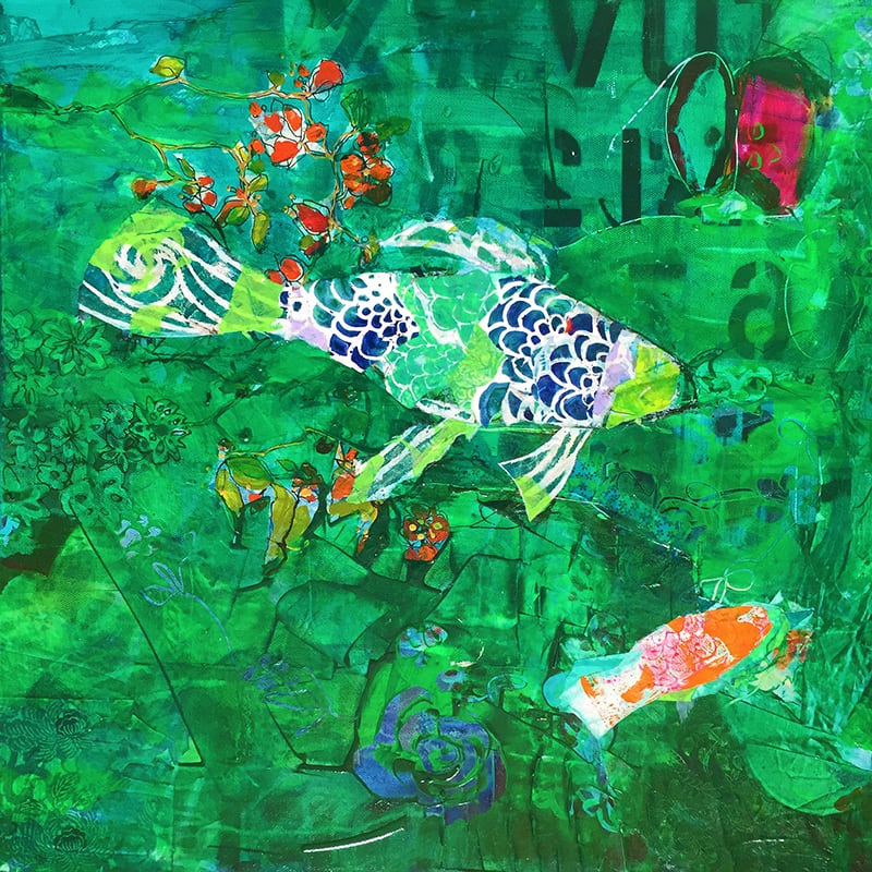 Koi pond fish painting ©Kellie Day