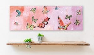 Butterflies, mixed media on canvas, 36" x 12", ©Kellie Day, Available