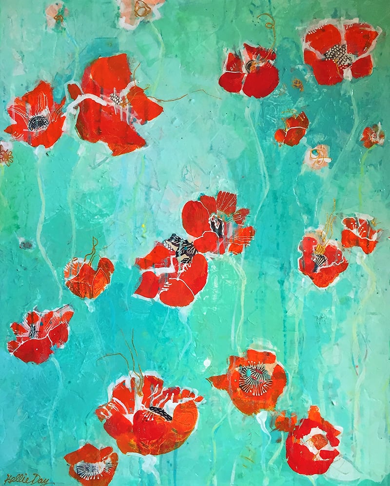 mixed media poppies by kellie day