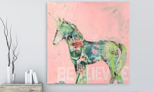 mixed media-Unicorn painting ©Kellie Day