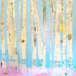 Winter Woods aspen tree painting © Kellie Day