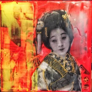 Geisha with non-wax encaustic effects, Kellie Day