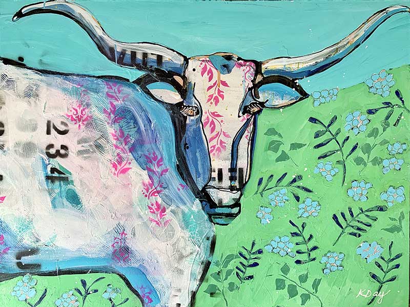 Texas Longhorn painting 2 by Kellie Day