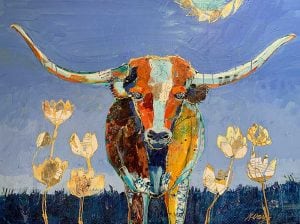 Texas-Longhorn painting by Kellie-Day