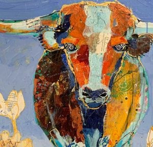 detail of Texas-Longhorn painting by Kellie-Day