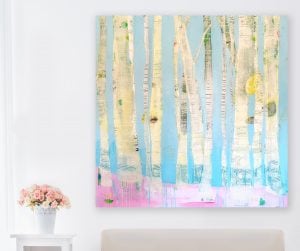 Winter Woods aspen tree painting © Kellie Day