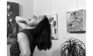 Kellie-Day-getting-silly-at-her-art-opening