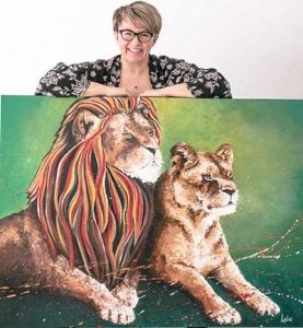 Nathalie-with-Lions painting -kellie day art student