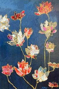 Lotus Garden mixed media lotus flower painting by kellie day