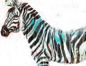 detail of zebra painting by kellie day
