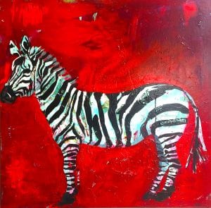 Zebra, mixed media zebra painting on canvas, ©Kellie Day