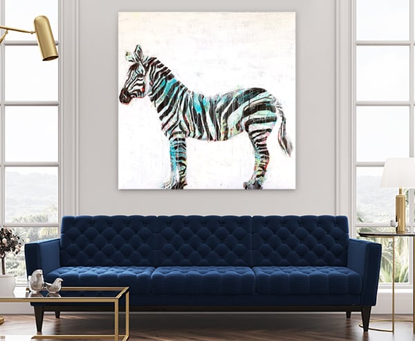 Zebra painting, 48" x 48", mixed media on canvas ©Kellie Day