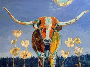 Texas-Longhorn painting by Kellie-Day