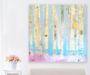 Winter Woods aspen tree painting © Kellie Day