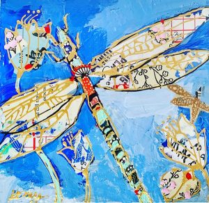 Blue dragonfly painting ©Kellie Day