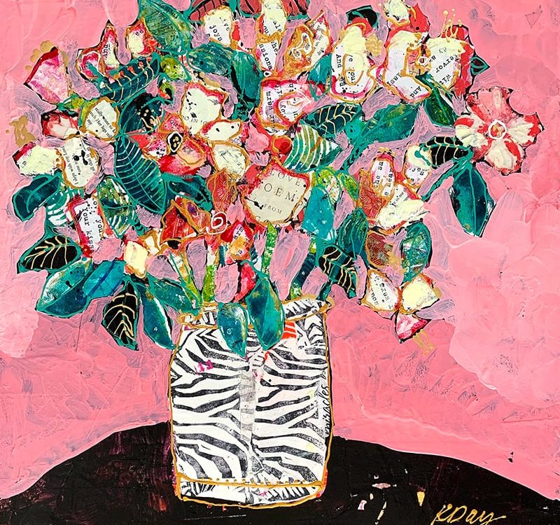 Love Poem - pink flower painting