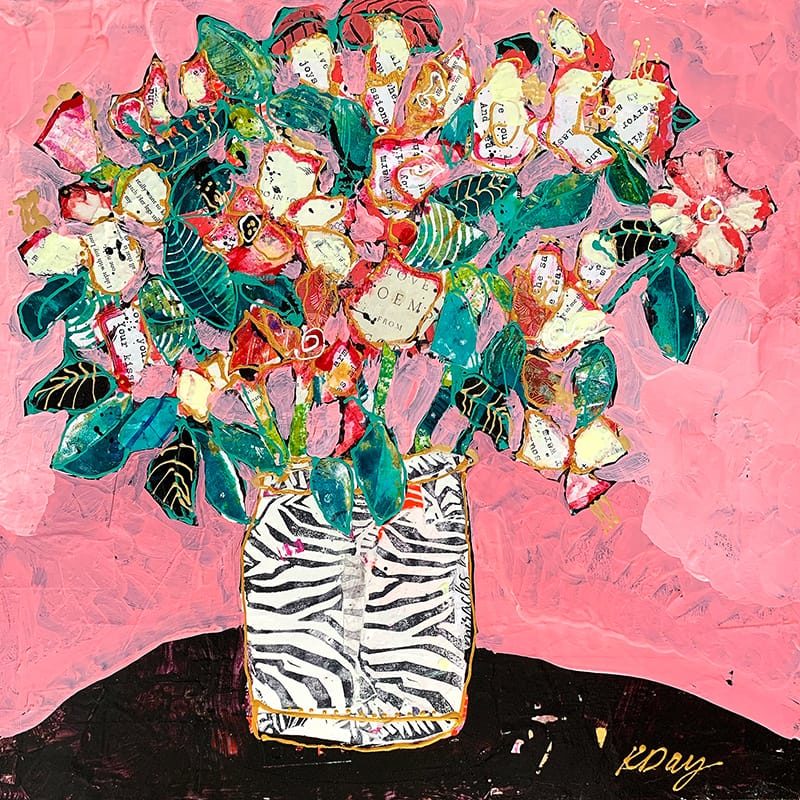 Love Poem - pink flower painting