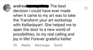 Andrea review of kellie day art mentoring program