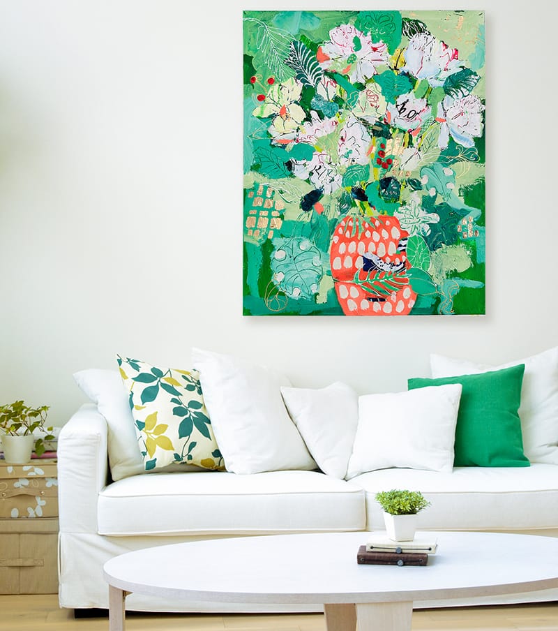 Summer Garden Vase on wall- by Kellie Day