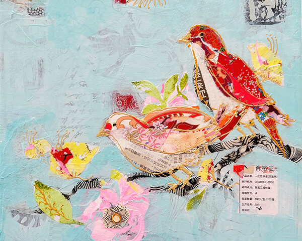 mixed media songbirds painting by kellie day