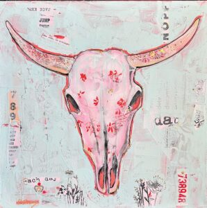 Mamma Tried - cow skull by Kellie Day