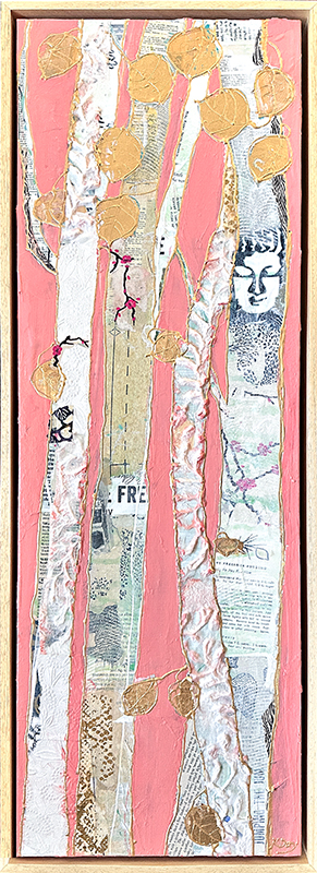 Rose Gold Aspen forest painting by kellie day