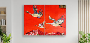 Red Sandhill cranes painting by Kellie Day