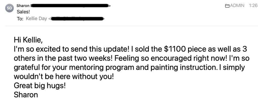 sharon reviews from kellie day art mentoring program