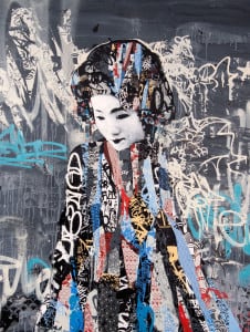 Painting by HUSH, street artist and toymaker