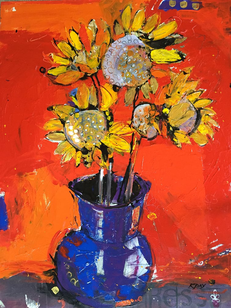 Flowers for John, mixed media on canvas, 30" x 40", $2,400