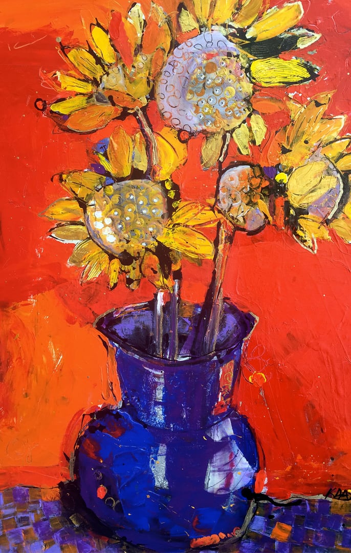 Flowers for John, mixed media on canvas, 30" x 40", sold