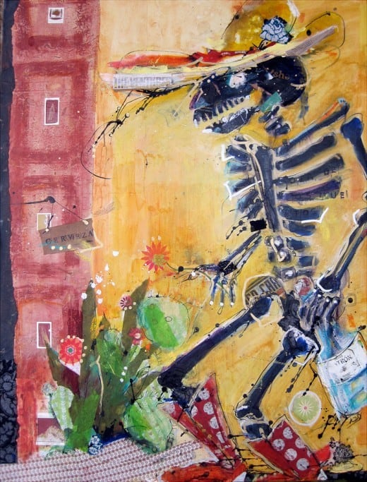 Tribute to Jose Posada by Kellie Day ©2014, Mexican printmaker and influencer of Dia de los Muertos artwork