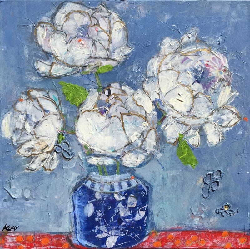 Peonies in a Vase, 20" x 20", $600 ©Kellie Day