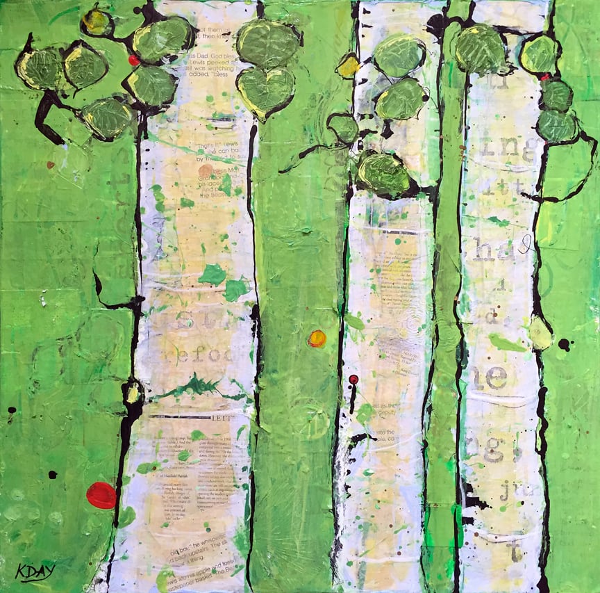 Sea of Green, 24" x 24", mixed media on canvas $800, ©Kellie Day