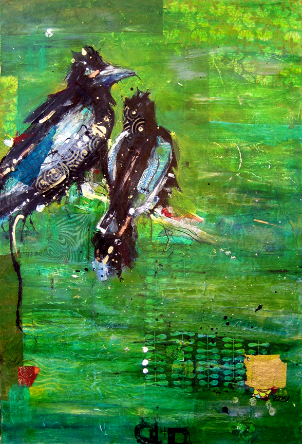 The River, mixed media on canvas, 24" x 36", © 2012, Available